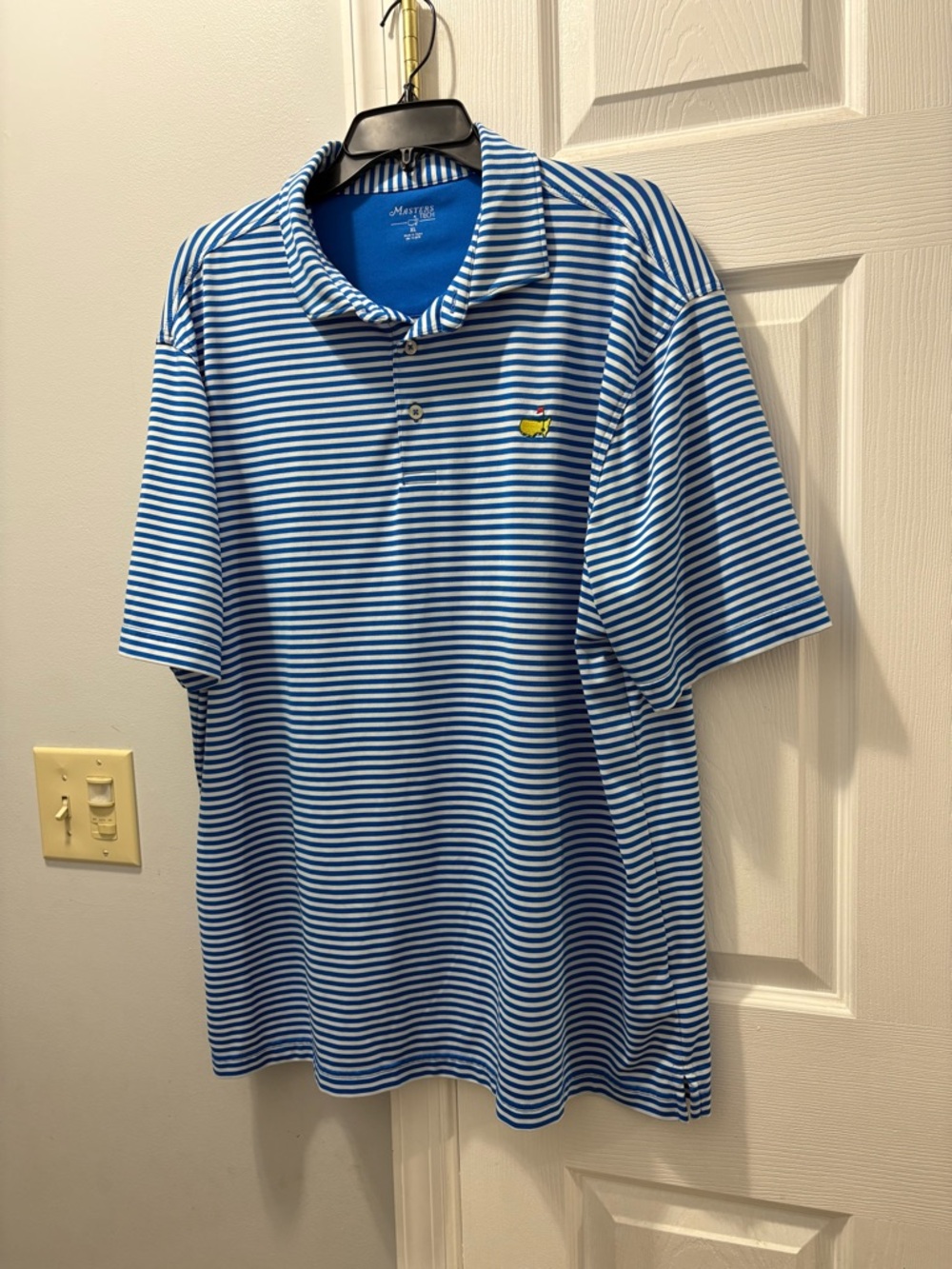 Masters Tech Blue/White Striped Polo Shirt Size XL
